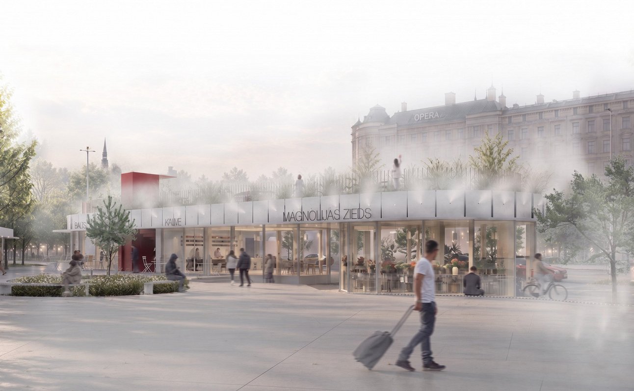 Stacijas laukuma paviljona metu konkursā uzvar projekts «Migla»